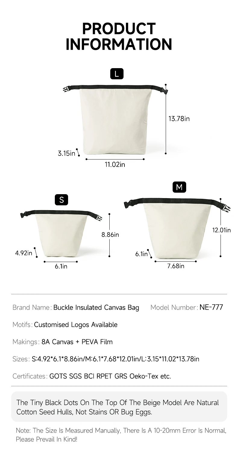 Tragbare Lunch-Tasche aus Canvas - Tragbare Lunchbox für Büroangestellte mit Wärmeisolierungsfunktion - Tragbare Lunch-Tasche mit großem Fassungsvermögen – Detail 5