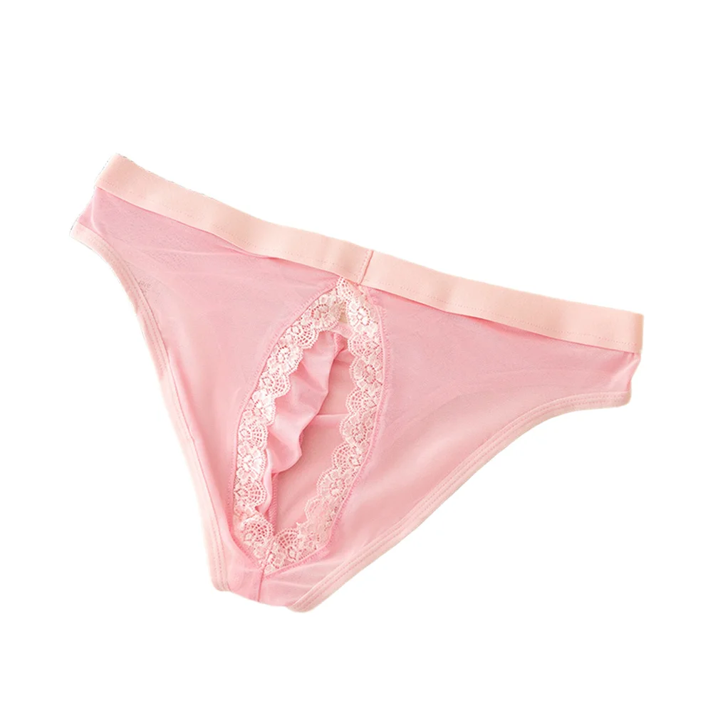 

Мужские трусы-брифы однотонные, прозрачные, с кружевной отделкой, с открытой задней частью, с анатомическим мешочком, с низкой посадкой, сексуальные, горячие