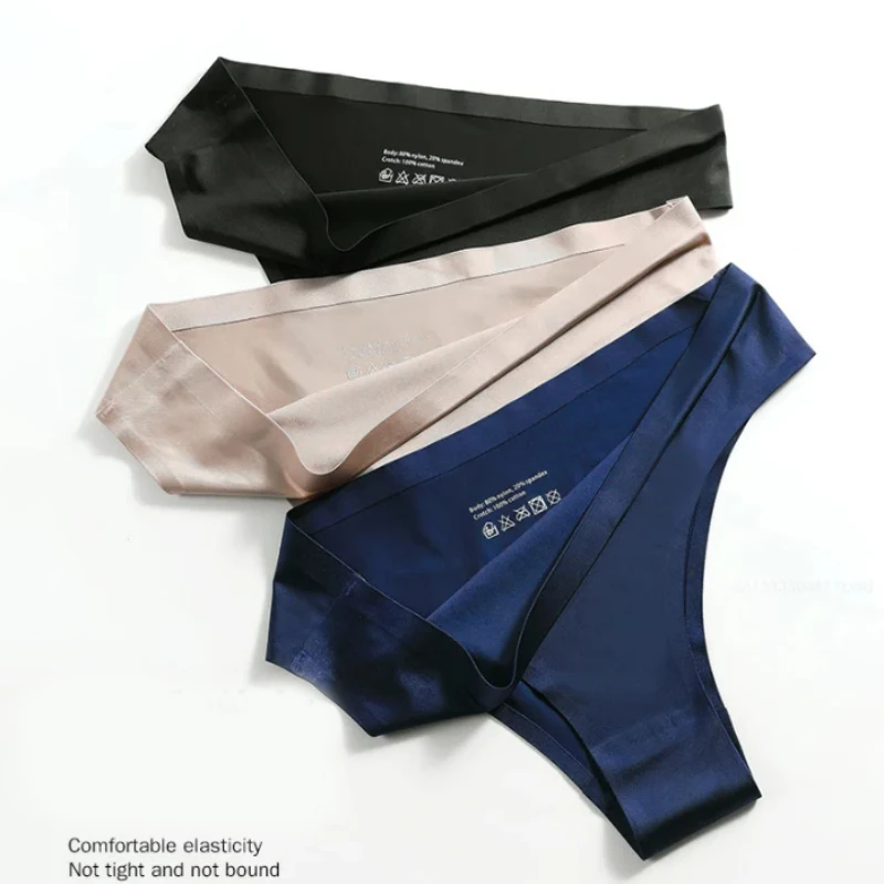 Xiaomi Mutandine sexy in seta di ghiaccio da donna Slip comfort senza cuciture traspirante a vita bassa di grandi dimensioni M-3XL Mutande da ragazza di colore solido