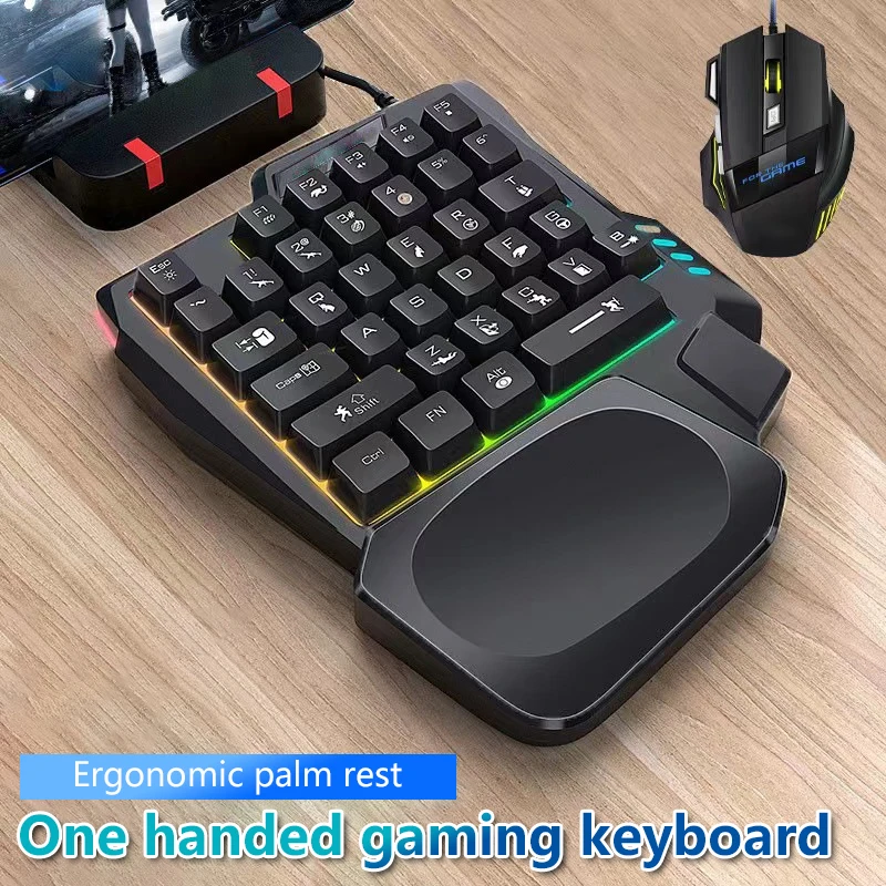 1pieces Rgb Gaming Keyboard Mini Usb Ultra-slim Wired 35-keys Onehandedly Backlight Keyboard For Windows 95/98 / Xp / 2000
