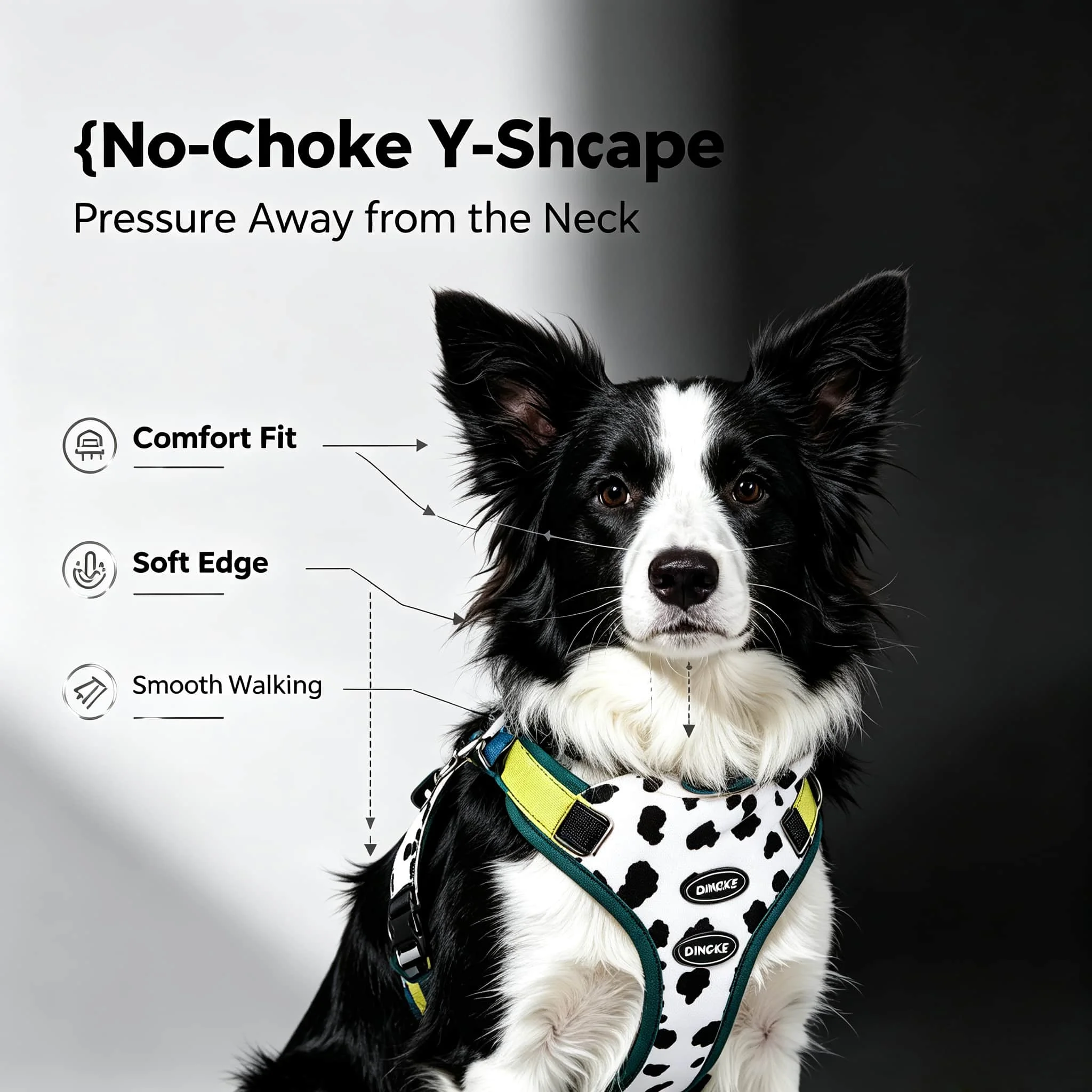 Dual D-Ring Anti Pull Dog Harness One Click Wear No Choke Pet Saddle Vest Harness Adjustable with Leash & Name Tag Ring