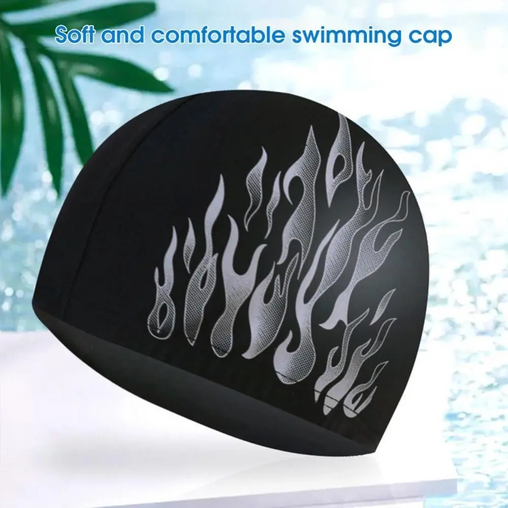 Sunscreen Tear-resistant Men Swimming Cap Nylon Cloth Flame Style Ear Protection Swimming Hat for Seaside Swimming Accessories