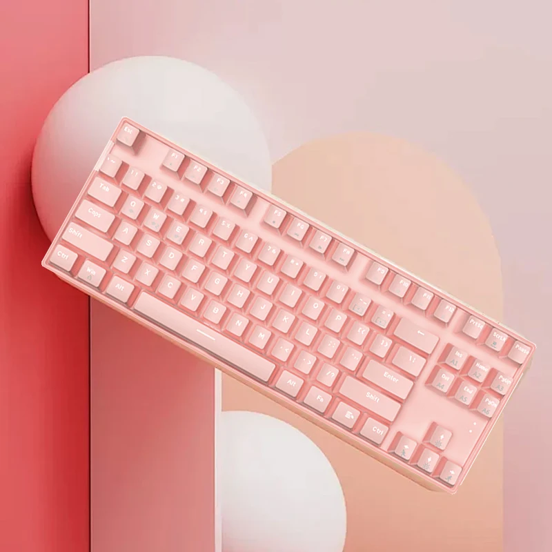 Imagem -04 - Teclado Mecânico Rosa 87 Teclas Três Modos Rgb Bt5.0 2.4g Usb-c Teclado