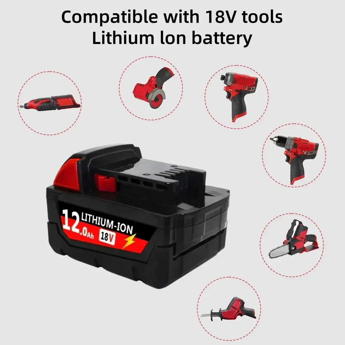 Аккумуляторные батареи для Milwaukee M18B5 XC, литиевая батарея ION, зарядное устройство 18 В, 12,0 Ач для Milwaukee M18, 12 В ~ 18 В