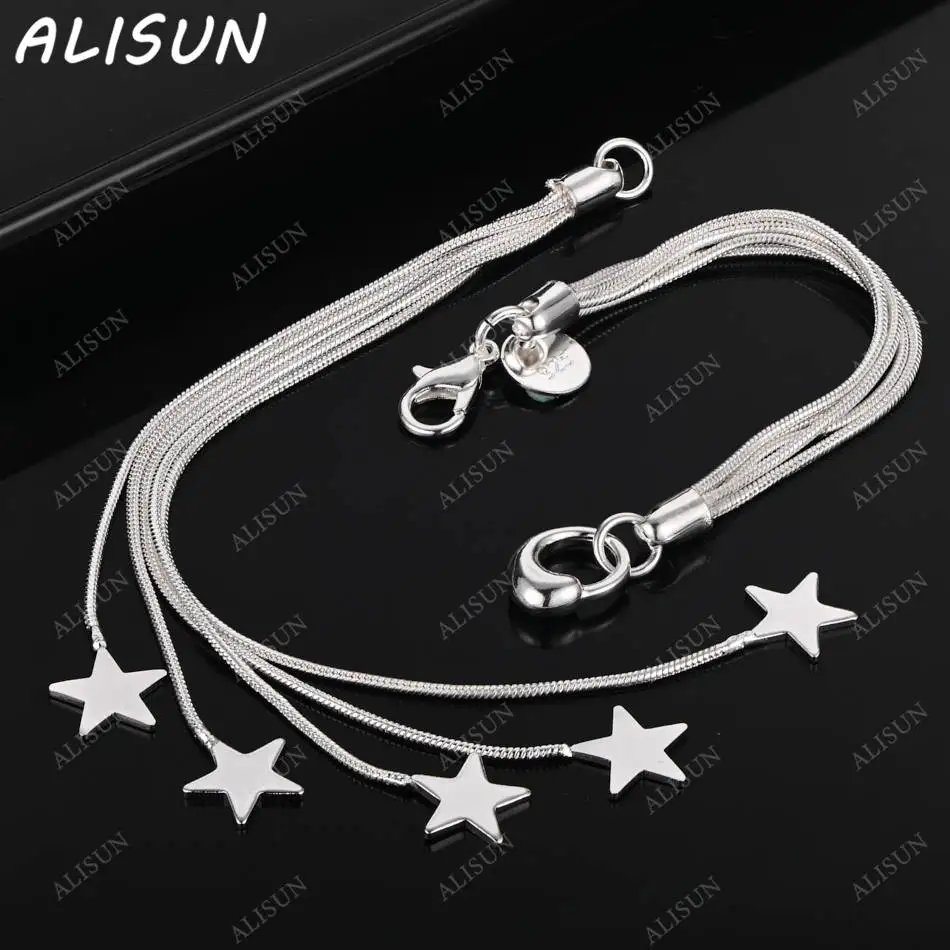 

ALISUN 925 Sterling Silver Detachable Star Tassel Bracelets For Women Anniversary Gift Popular wild Fashion party Jewelry