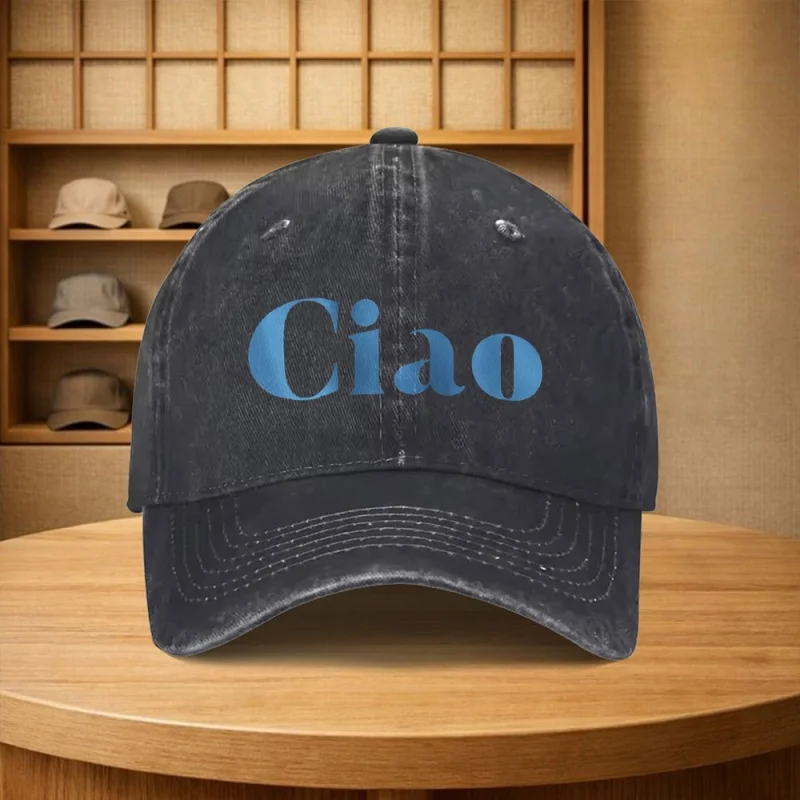 Vintage Ciao Text Baseball Cap Unisex Adjustable Duckbill Hat Multiple Colors