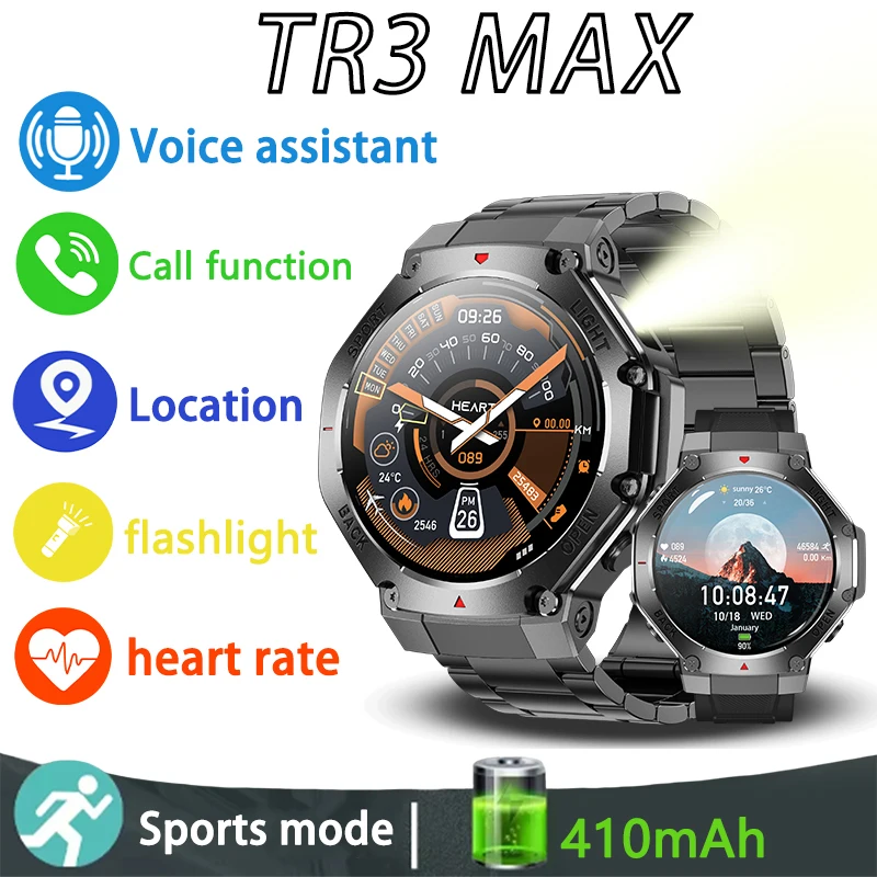 Men's New Smart Calling Watch 5.0 Bluetooth Connection, Built-in flashlight Heart Rate Monitoring Android iOS Universal Watch