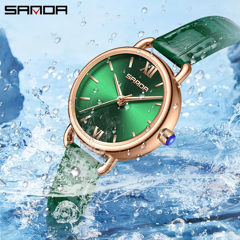 Fashion lovely Simplicity Waterproof Quartz Women\'s Belt Green Watch 2023 Sanda 1118 New Watch Quartz Watch