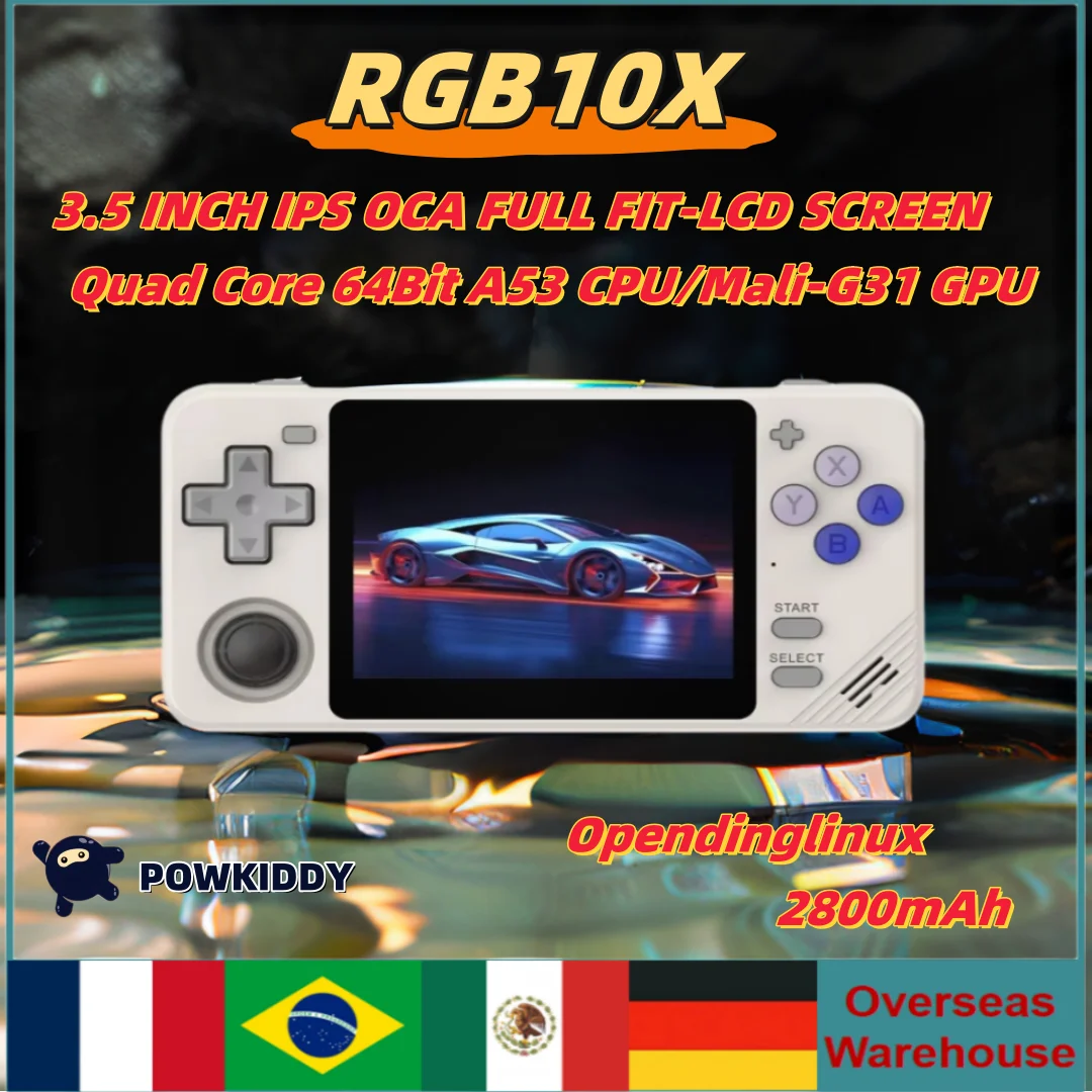 POWKIDDY RGB10X Retro Handheld Game Console ArkOS Opendinglinux Gaming RK3326 3.5 Inch 4:3 IPS Screen Children's Gifts RGB10X