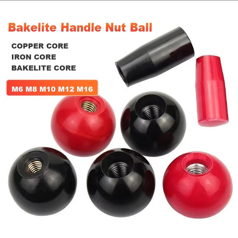 M6-M16 Machine Tool Long/short Handle Sleeve Spherical Operating Rod Plastic Rocker Handle Bakelite Red/black Rubber Sleeve