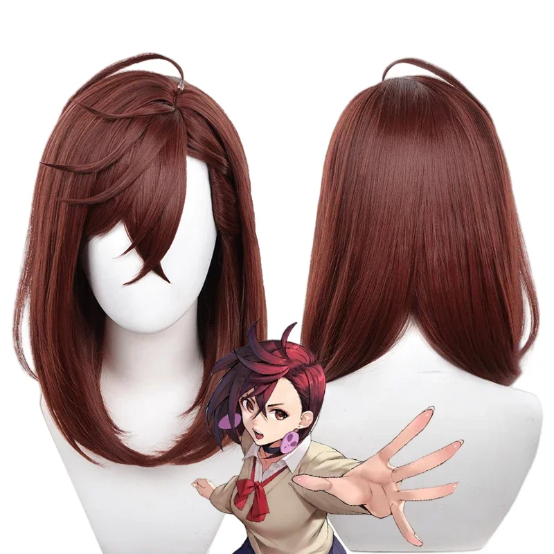 Anime Dandadan Momo Ayase Cosplay Wig Girls Red Brown Short Hair Heat Resistant Synthetic Wigs Halloween Prop