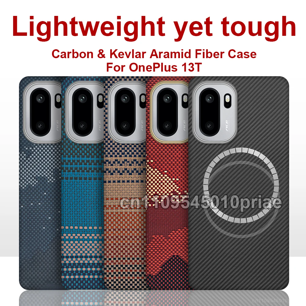 

For oneplus 13s/oneplus 13t kevlar fiber case 600d carbon fiber aramid fiber fabric thin hard cover magnetic balck Slimlight red
