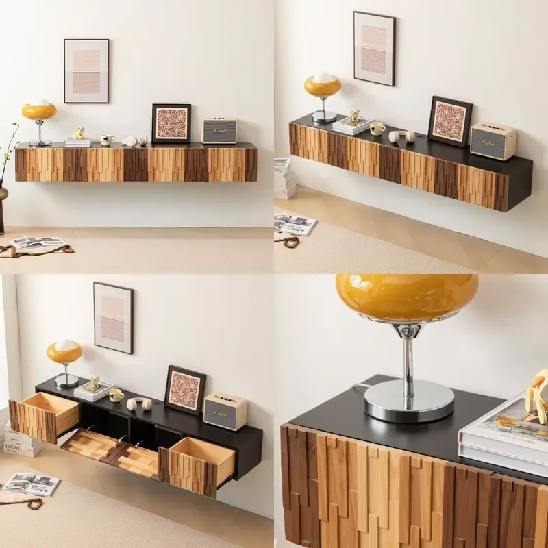 Customized Size 72 Inch Fancy Living Room Furniture Wooden Suspended Floating Wall Unit Tv Cabinet Tv Stand Modern