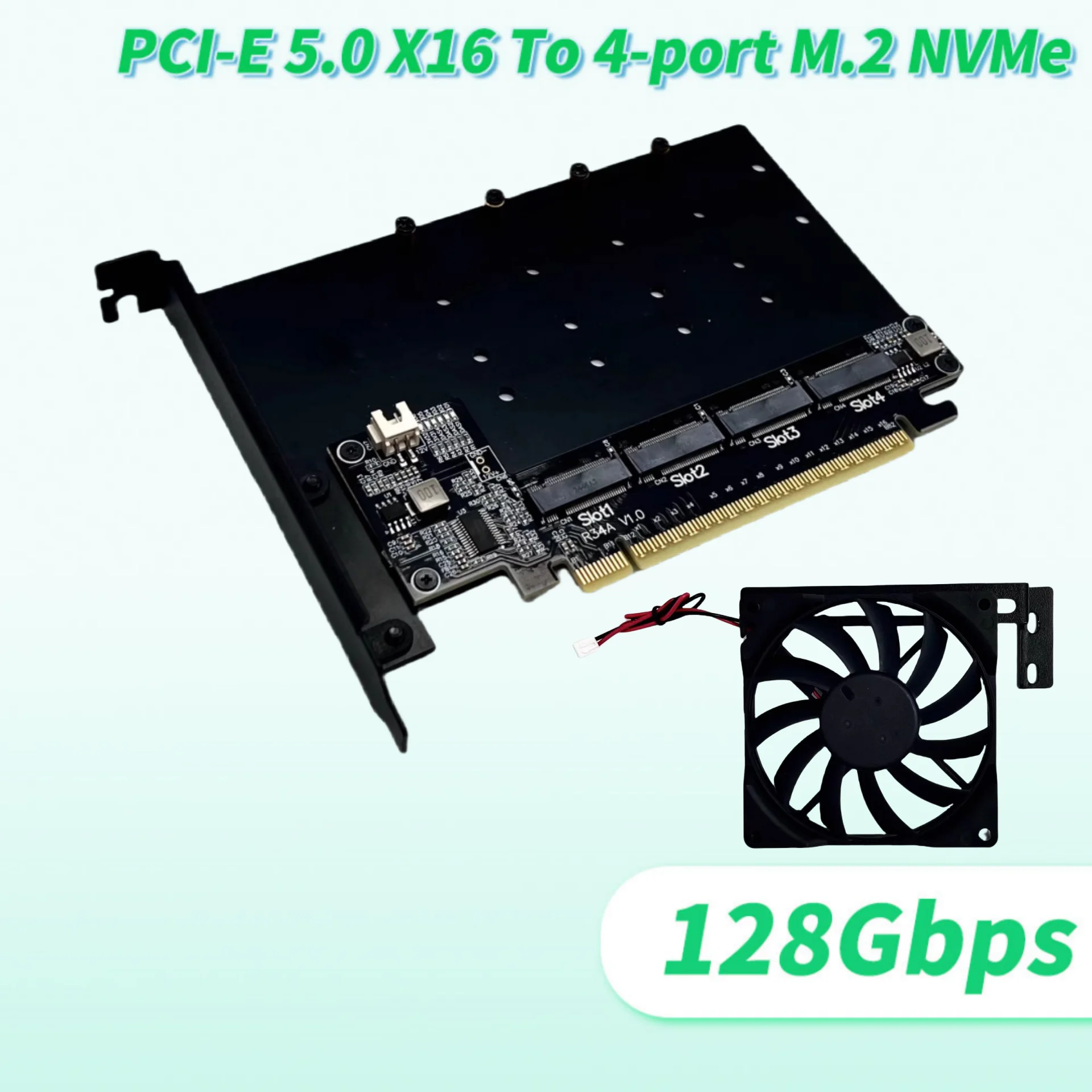2025 جديد ADT PCIe 5.0 X16 إلى 4-Port M.2 NVMe بطاقة توسيع نقل القرص الصلب، يمكن سحب أربعة 128 جيجابت في الثانية