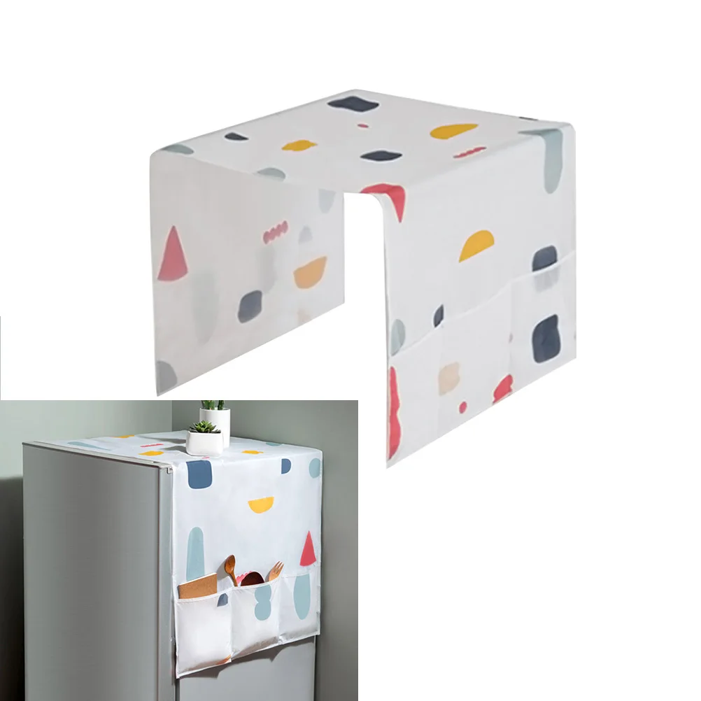 غطاء الثلاجة بتصميم هندسي واقي من الغبار المقاوم للماء مع حقيبة لتخزين المطبخ وتوفير مساحة ملحقات الثلاجة