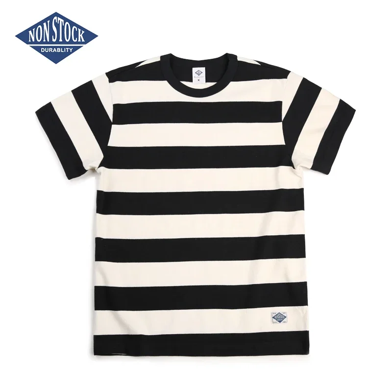 Non Stock 5cm Stripe Tee 280g Heavyweight Short Sleeve Border T-Shirts Unisex