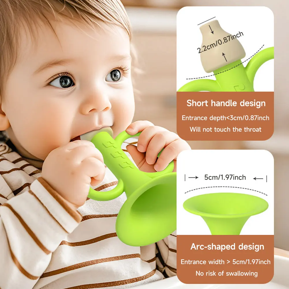 Silicone Teething Whistle Baby Trumpet Toy Chewable Baby Musical Instrument Oral Motor Skill Toy Infant Breath Trainer