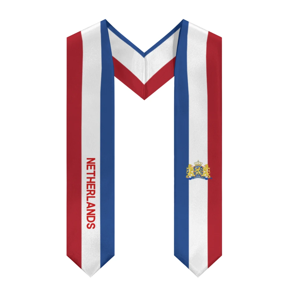More design Graduation shawl Netherlands Flag & United States Flag Stole Sash Honor Study Aboard International Students