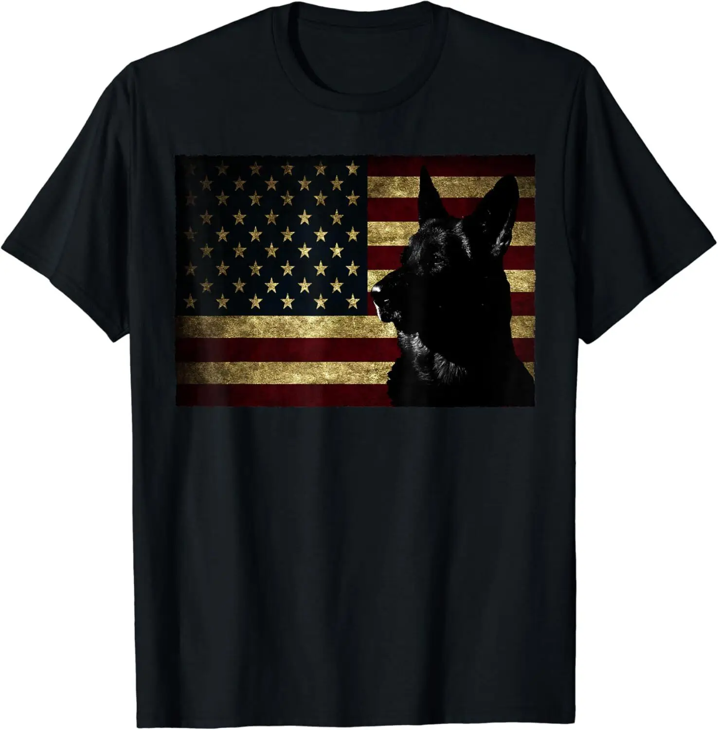 

Black German Shepherd shirt American Flag 4th July GSD Dog Gift Unisex T-Shirt