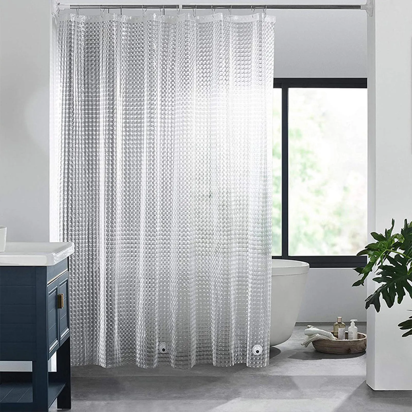 Curtain Heavy 72x72inch Fabricwater Spa Duty Shower Hotel Luxury Bathroom Shower Curtain Shower Rod Cover Clear