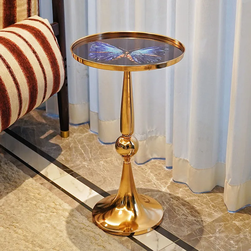 Luxury Gold Edge Coffee Table French Creative Home Minimalist Side Table for Living Room