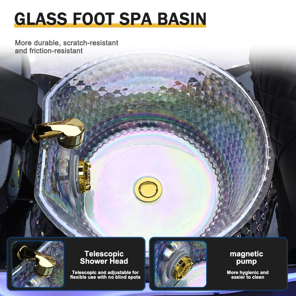Poltrona Elettrica per Pedicure con Luce LED, Massaggio Schiena e Corpo, Divano in Pelle PU per Manicure e Pedicure, Arredamento per Salone di Bellezza