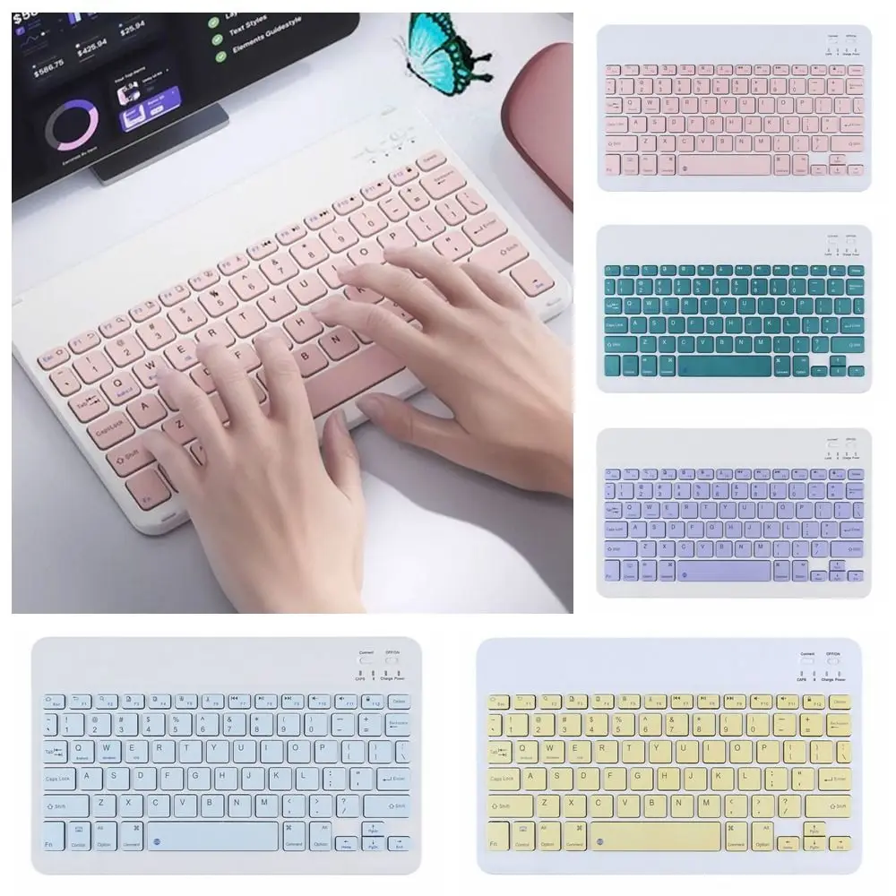 Ultra Thin 10 Inch Bluetooth Keyboard Mini Rechargeable Wireless Keyboard Lightweight Universal Portable Keyboard Mobile Use