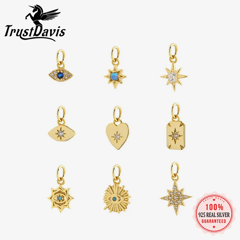 

TrustDavis настоящее серебро 925, модное милое сердце, звезда, подвеска, ручная работа, аксессуары «сделай сам», ювелирные изделия, оптовая продажа, DZ1813