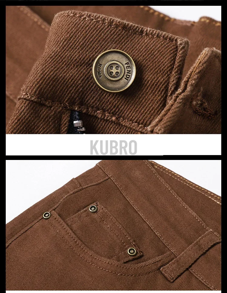 Markenmode, lockere, gerade geschnittene Business-Casual-Stretch-Jeanshose für Herren, Markenhose in 3 Farben, Übergröße, Herrenbekleidung, schmale Jeans – Detail 21