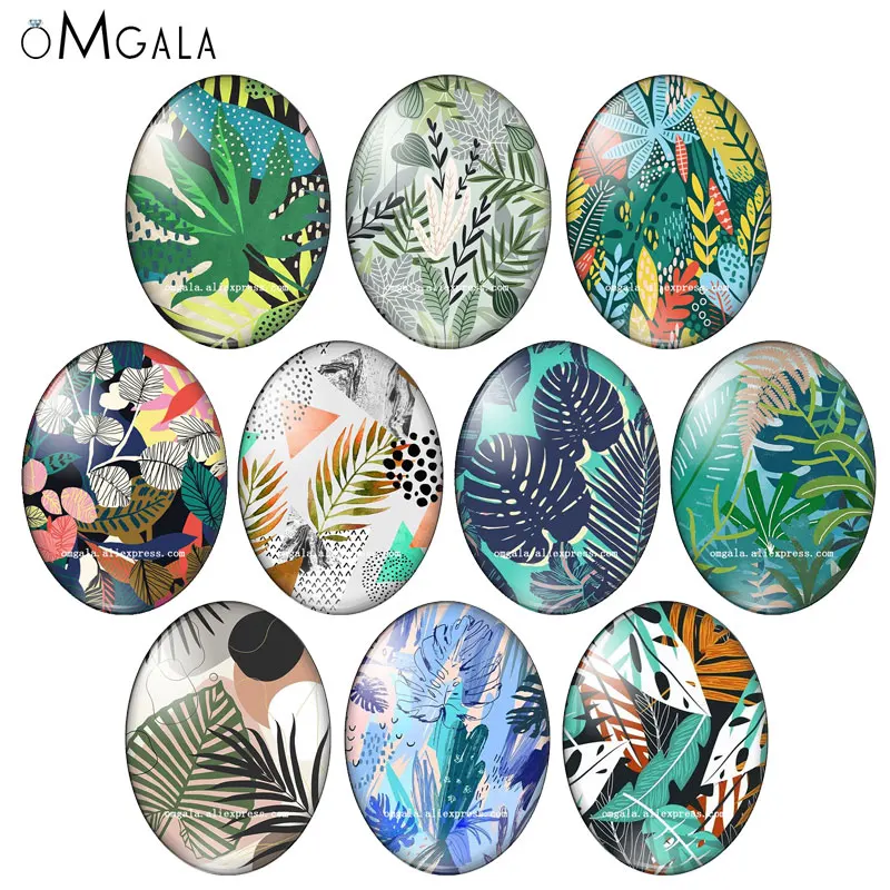 Colorful Forest Leaves Art Paintings13x18mm/18x25mm/30x40mm Oval photo glass cabochon flat back Making findings