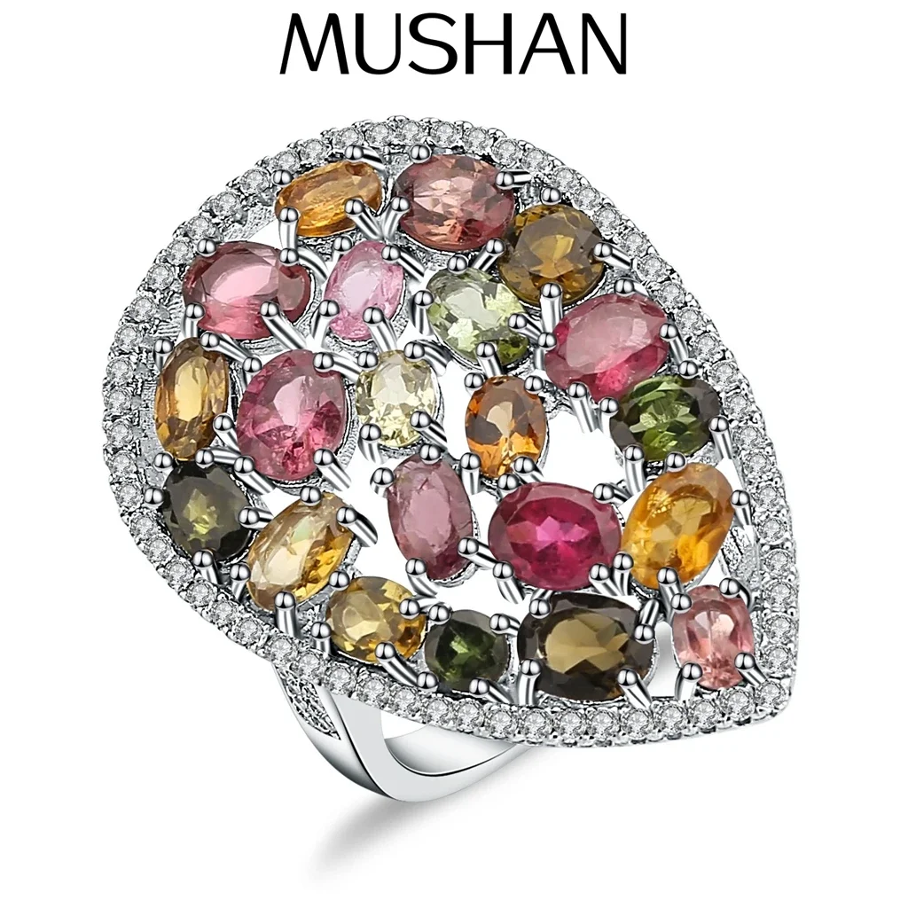 MUSHAN Custom Jewelry 925 Sterling Silver Ring Lab Red Ruby Asscher Luxury Ring for Women 18K Gold Plated Anniversary Rings