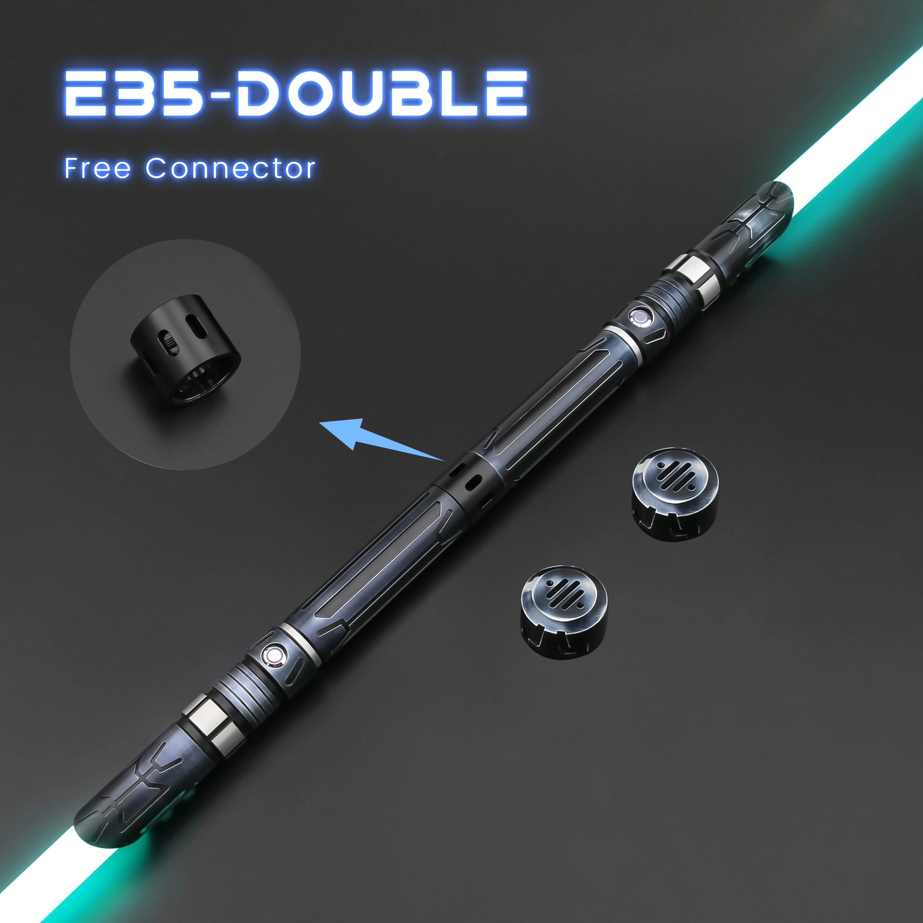 TXQSABER E35 Double Laser Swords Smooth Swing Two Metal Hilt Double Blades Heavy Dueling Free Double-edged Adapter RGB FOC Jedi