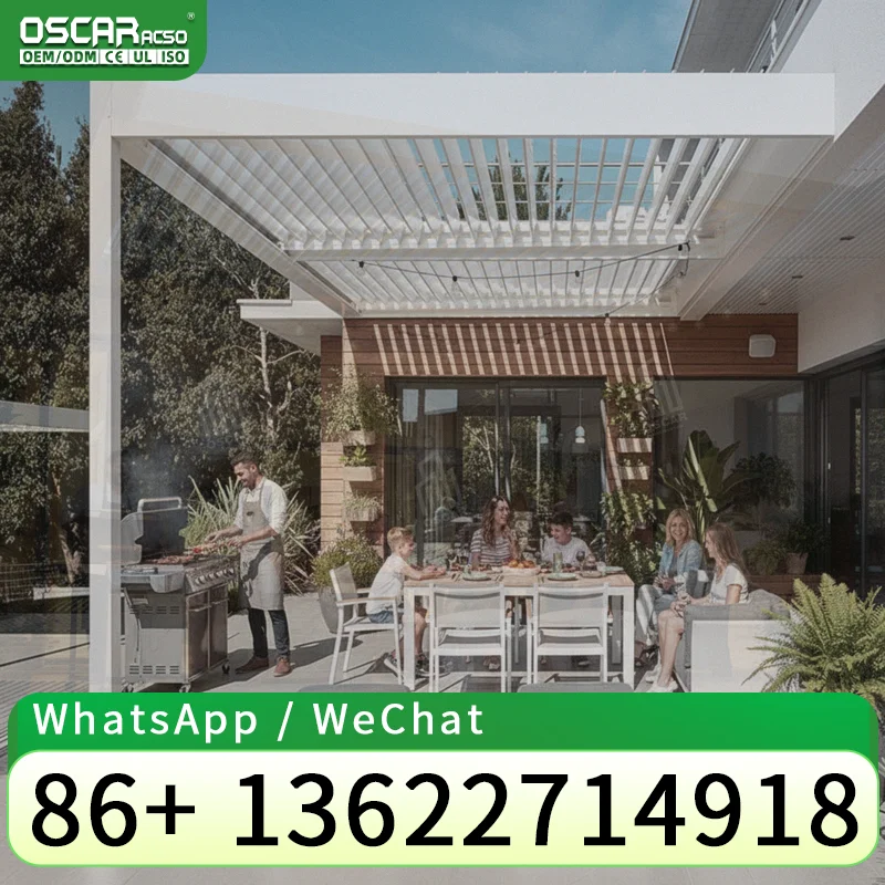 Custom Size 5x4 4x3 6x4 6x3 3x3 3x4 6x4m 3x6m 4x3m Bioclimatic Gazebo Outdoor Lamellendak Pergola pergola view 3