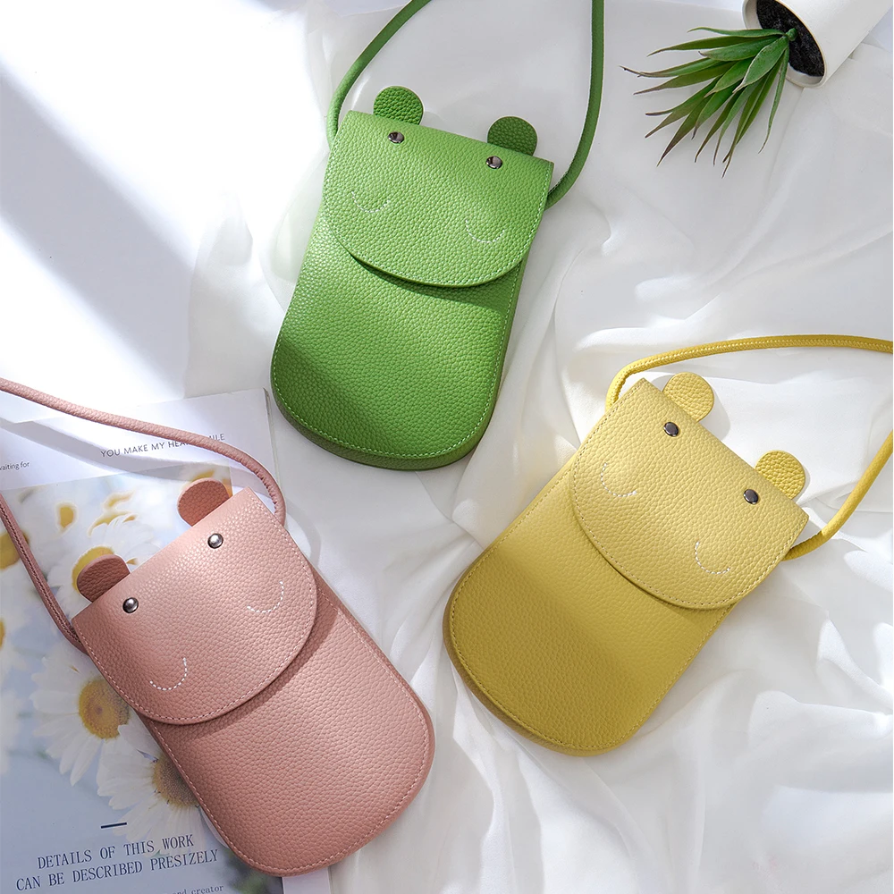 

New leather small single shoulder slope bag, mini cute little hippo phone package mini female bag