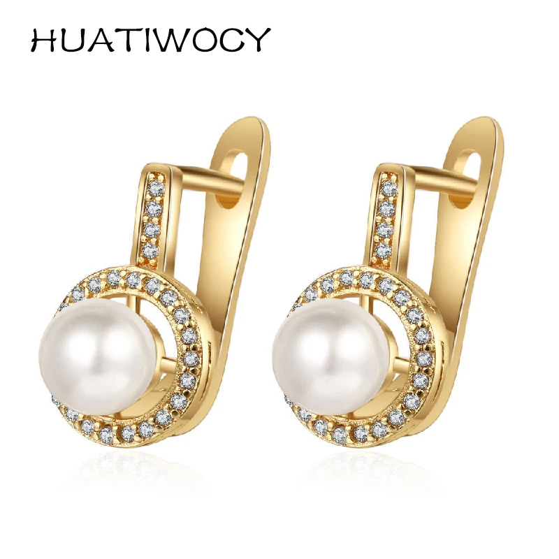 New Trendy Pearl Earrings with Zircon Gemstone 925 Silver Jewelry Accessories Korean Style Drop Earrings for Women Wedding Party