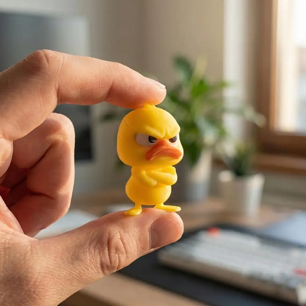 3D Printed Angry Duck Figurine Humorous Yellow Statue White Eyed Funny Duck Funny Indoor/outdoor Home And Car Decoration