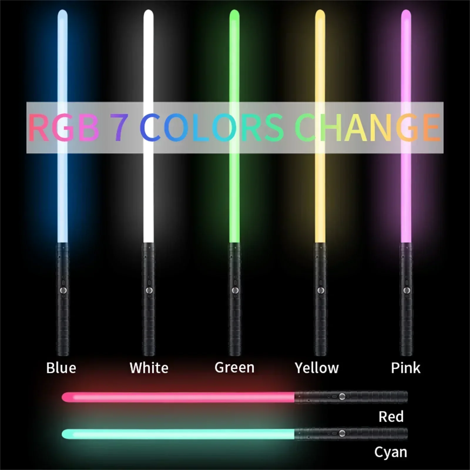 25A- RGB Metal Lightsaber for Kids - 15 Color Change Jedi Laser Sword with Soundfonts & Force FX FOC Blaster Toy Gift