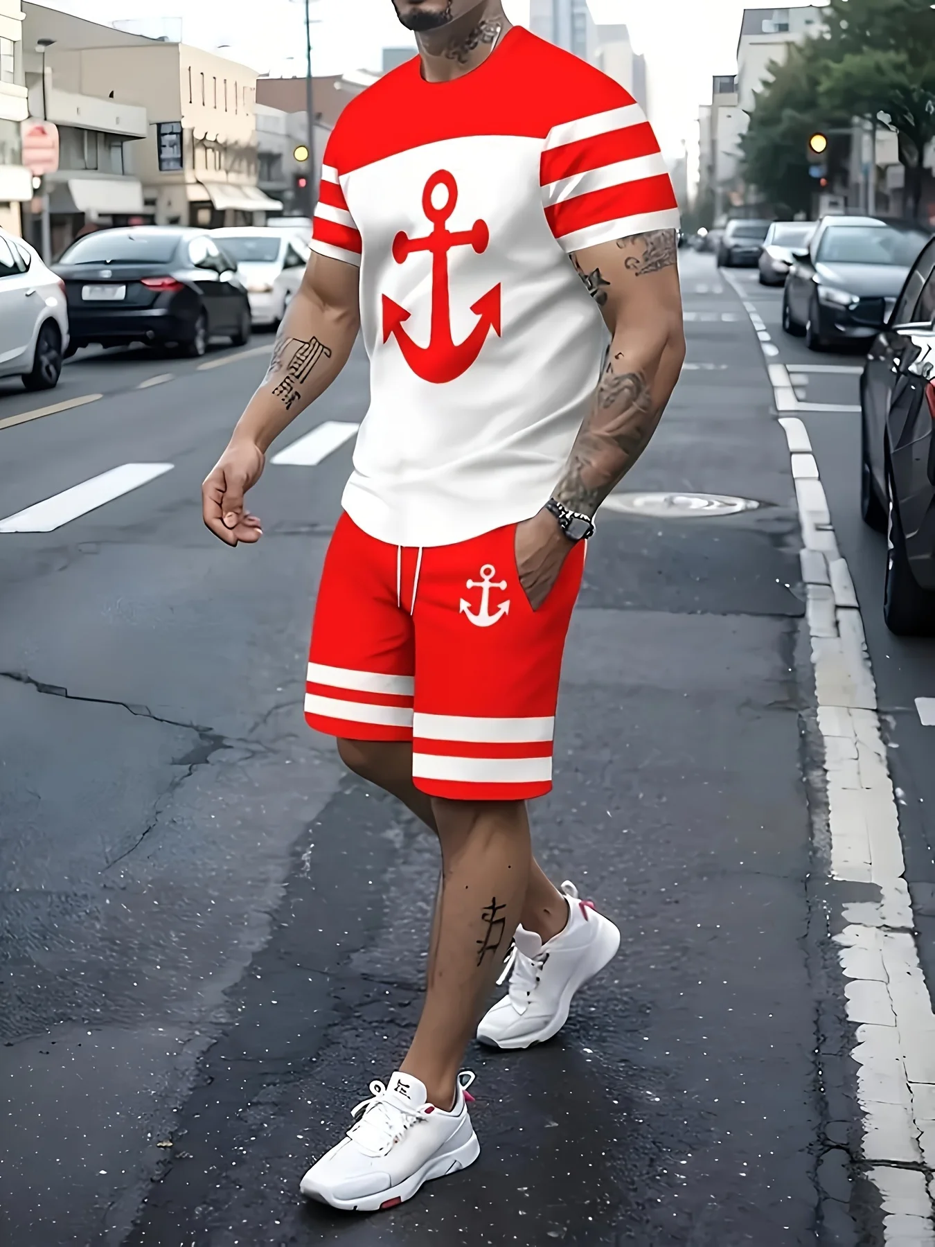 2025 Summer new casual fashion 3D printed comfortable, breathable, lightweight, soft and quick-drying men's set