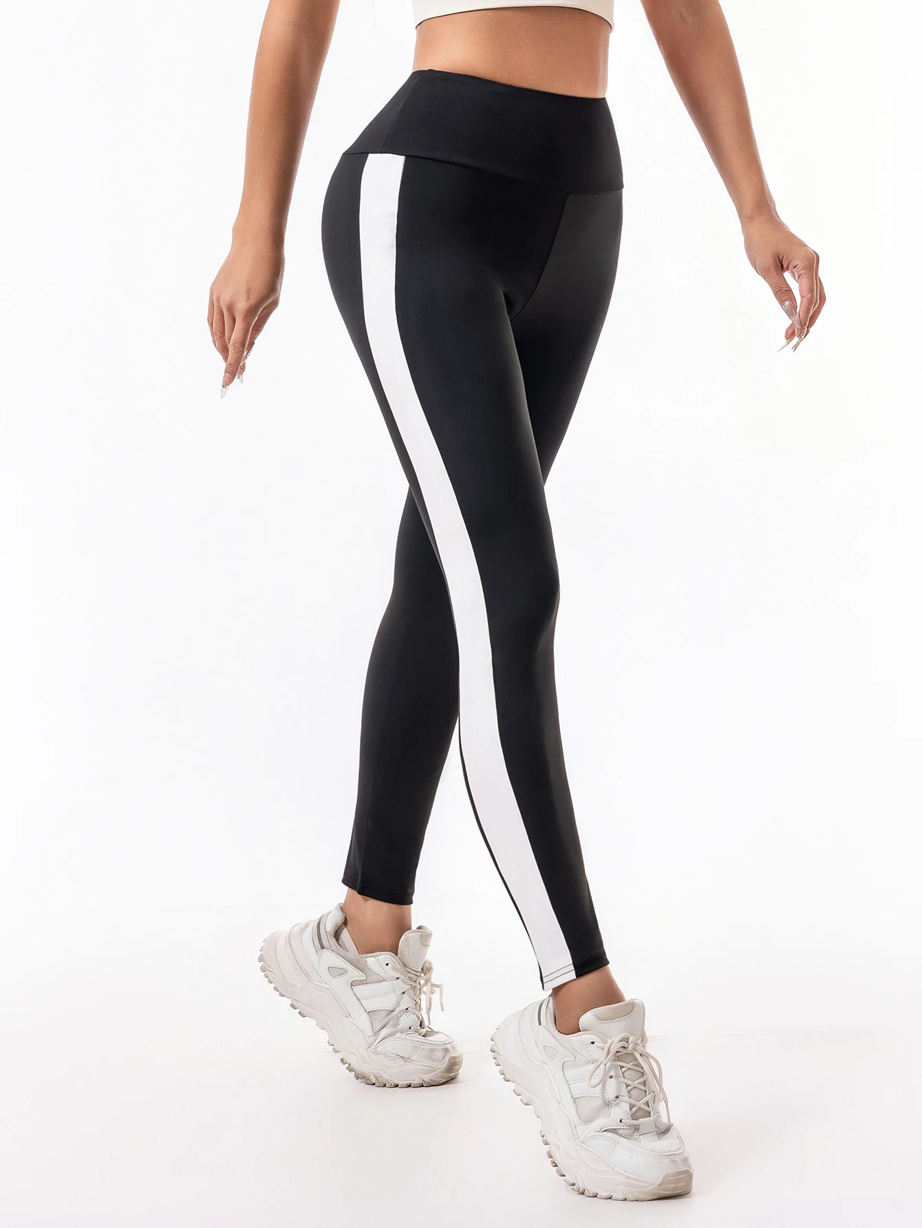 Black printed tight-fitting leggings for women's spring and autumn wear large-sized personalized pencil pants 9-inch pants