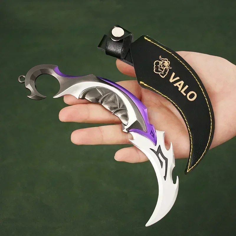 16cm Valorant Karambit Melee Weapon Metal Model with Scabbard Gaming Peripheral Claw Knife Alloy Model Home Desktop Decoration