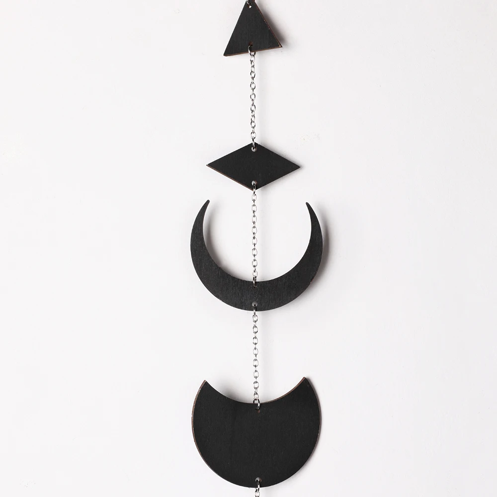 Moon Phase Wall Hanging Black Wooden Wall Decor Moon Garland Art Boho Room Decor Bedroom Office Nursery Garden Decoration Gift