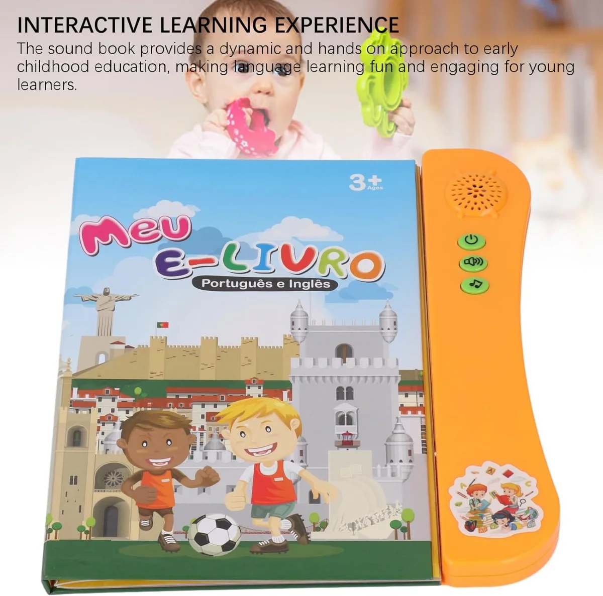 

Звуковая книга португальскому английскому языку, двуязычная детская книга с алфавитом, цифрами, животными, фруктами, овощами, интерактивная обучающая книга для детей