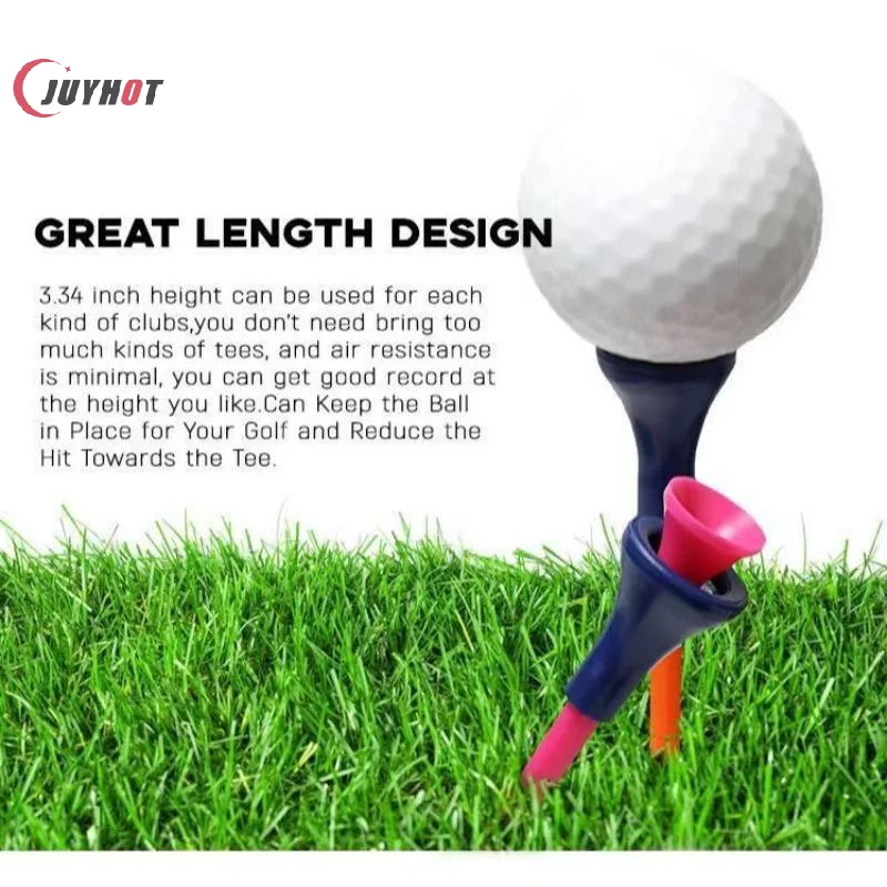 10Pcs Plastic Double-layer Golf Tees Multi Color 83mm Durable Rubber Cushion Top Golf Ball Holder Golf Accessories