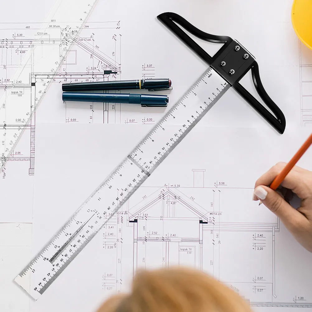 2 Pcs T Square Ruler 17.72 Inch T Ruler for Measurement and Design Use Portable Drawing Tool