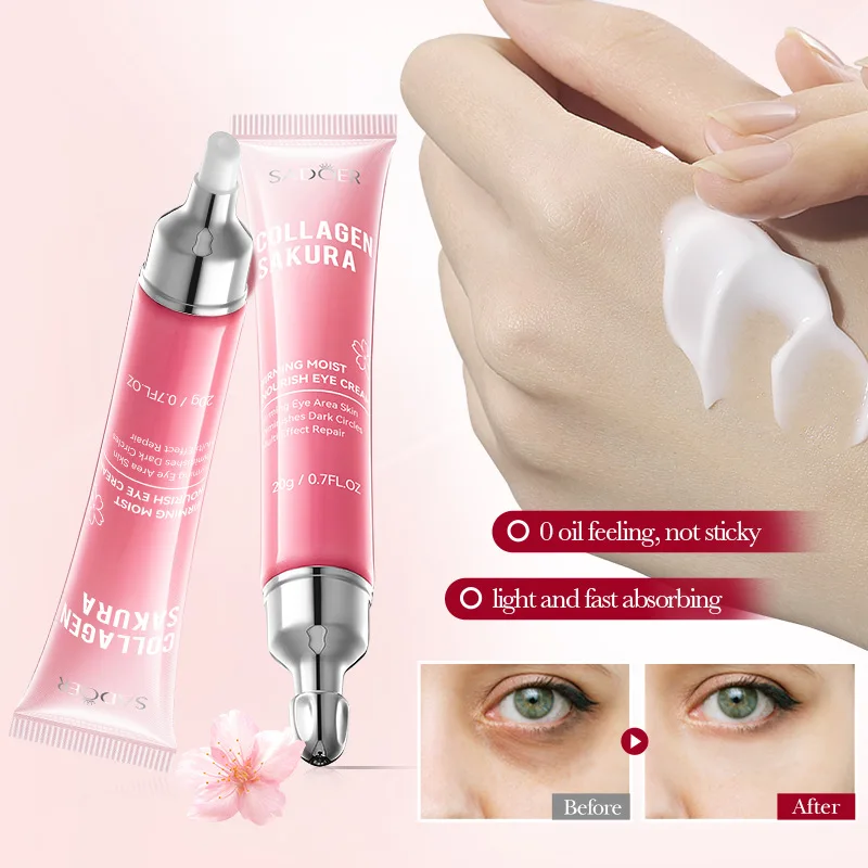 Crema para ojos Sakura, eliminación de ojeras, bolsas para ojos, cremas hidratantes reafirmantes para ojos, belleza para ojos, cuidado de la piel