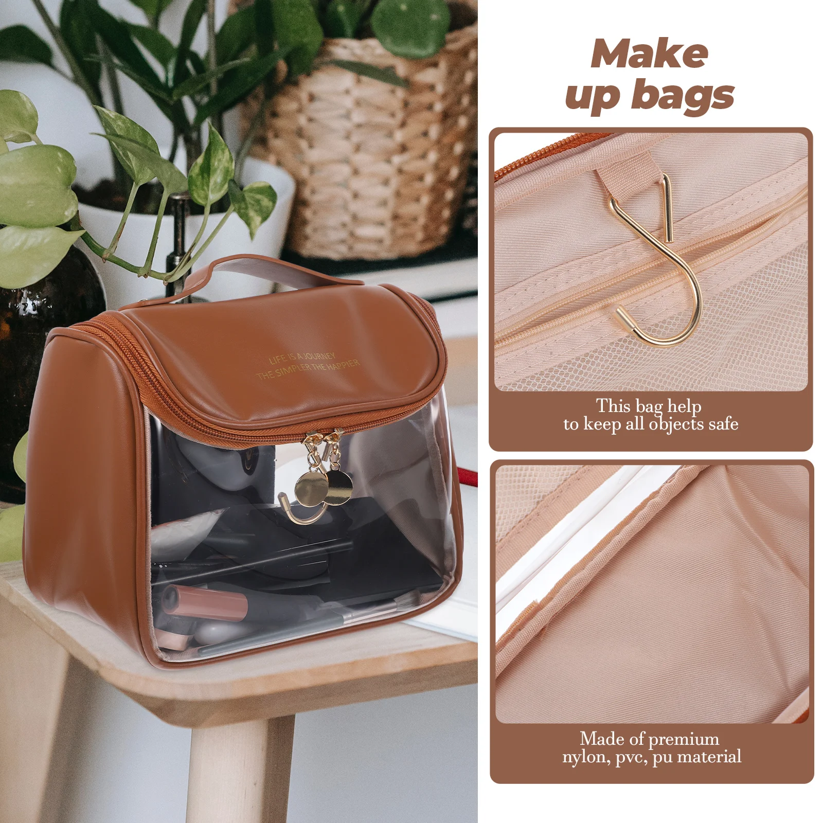 

1pcs Premium Large Capacity Clear Makeup Organizing Travel Pouch Toiletry Storage Bag For Women Men Lightweight Durable