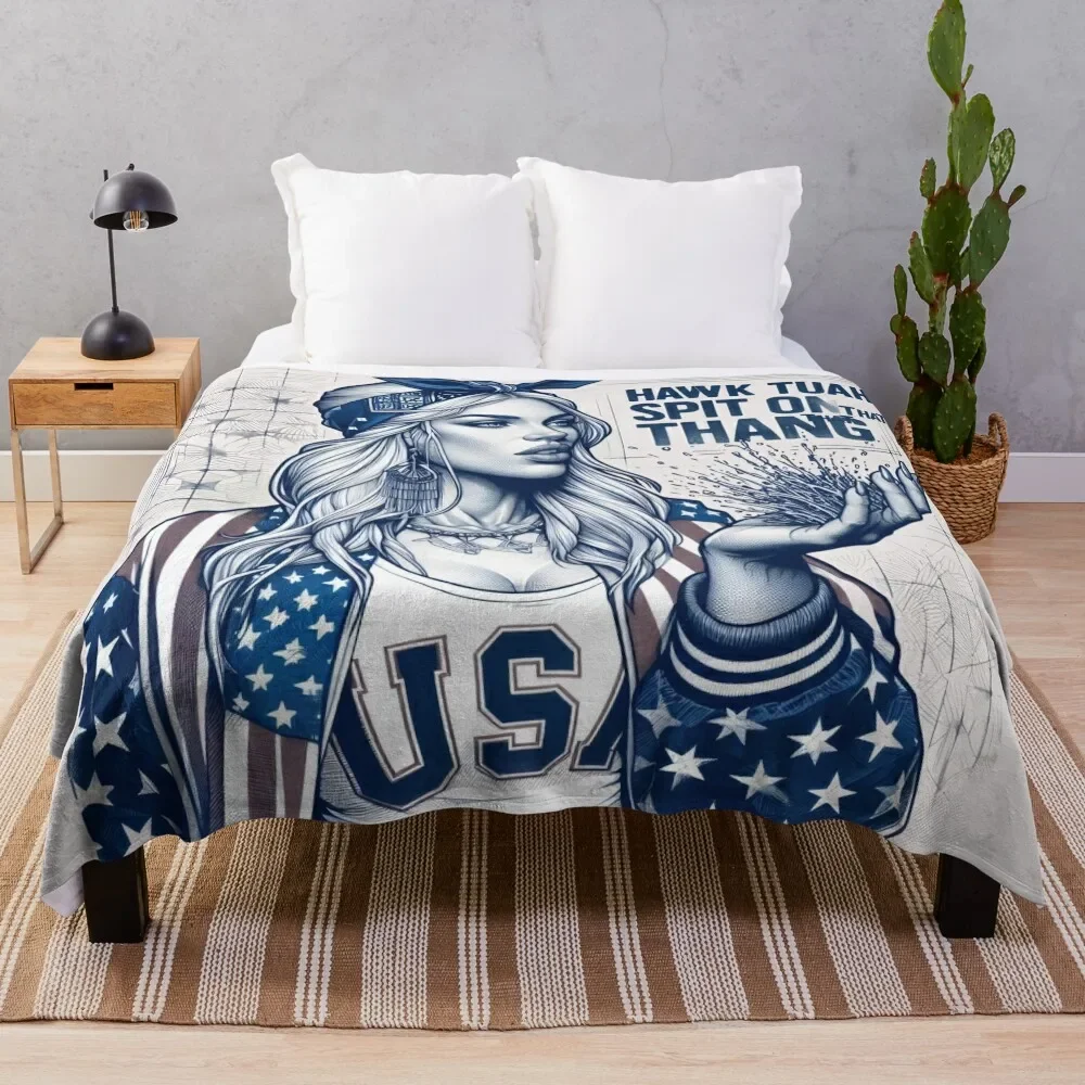 

Spit on That Thang: Hawk Tuah Edition Throw Blanket Flannel Fleece Soft Warm Throw Blanket