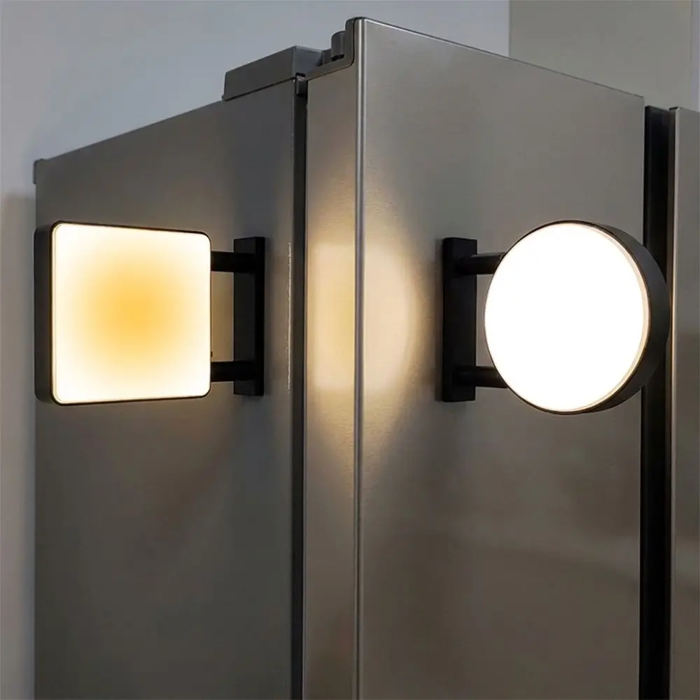 Miniature LED Refrigerator Magnet Light Sign No Pattern Round Square DIY Glowing Fridge Magnet Magnetic Base Energy Saving