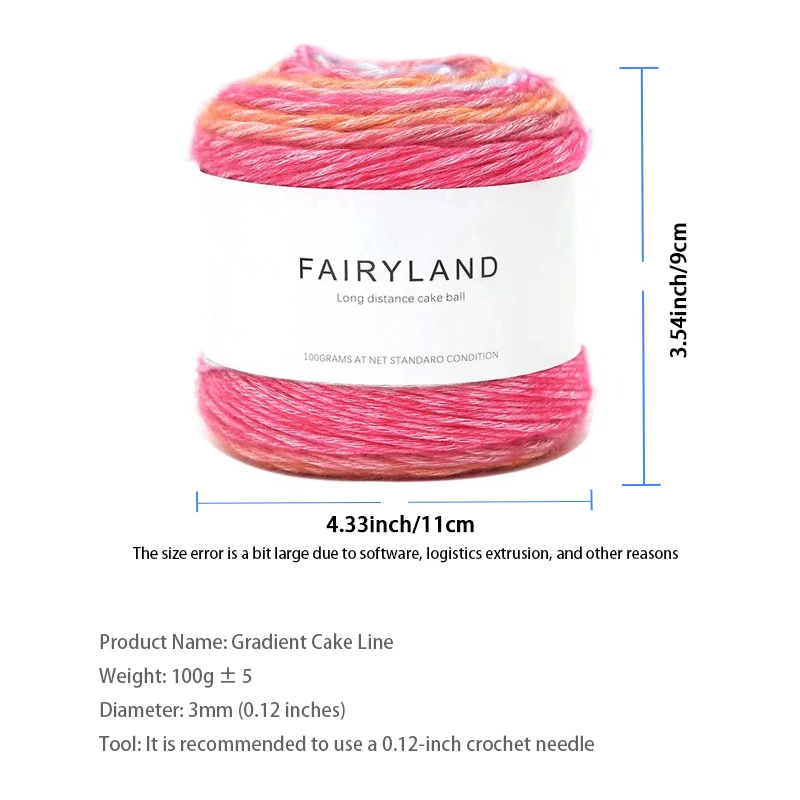 1pc 100g Gradient Rainbow Yarn, Suitable for DIY Crochet and Knitted Warm Sweaters, Scarves, Hats, Shawls, Etc