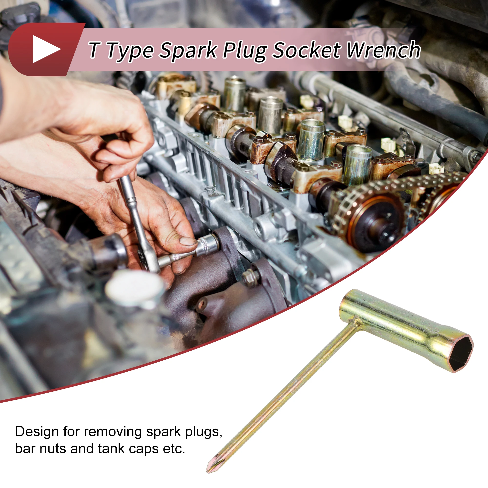 

Motoforti T Тип Свеча зажигания Торцевой ключ Прочный гаечный ключ для снятия головки Высокоуглеродистая сталь Шестигранник 13 мм для газонокосилки